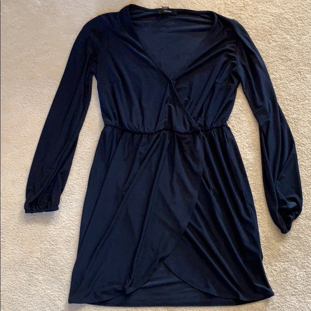 Long sleeved navy blue dress